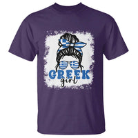 Greek Girl Pride T Shirt Proud Greece Messy Bun Girl