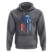 Greek American Pride Hoodie Greece Spartan Helmet
