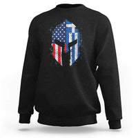 Greek American Pride Sweatshirt Greece Spartan Helmet