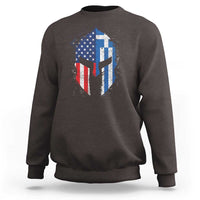 Greek American Pride Sweatshirt Greece Spartan Helmet