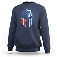 Greek American Pride Sweatshirt Greece Spartan Helmet