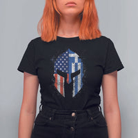 Greek American Pride T Shirt For Women Greece Spartan Helmet