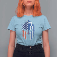 Greek American Pride T Shirt For Women Greece Spartan Helmet