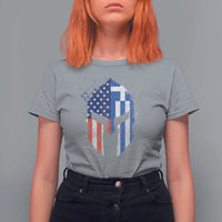 Greek American Pride T Shirt For Women Greece Spartan Helmet