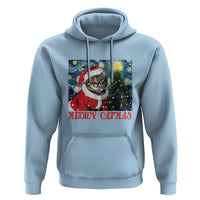 Santa Cat Christmas Hoodie Meowy Catmas Starry Night Christmas Tree