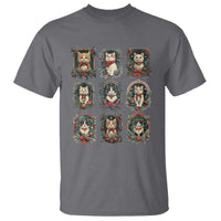 Christmas Cat T Shirt Vintage Kitten Victorian Holly Wreath - Wonder Print Shop