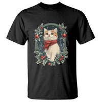 Christmas Cat T Shirt Vintage Kitten Victorian Royal Holly - Wonder Print Shop
