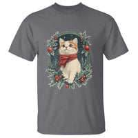 Christmas Cat T Shirt Vintage Kitten Victorian Royal Holly - Wonder Print Shop