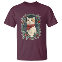 Christmas Cat T Shirt Vintage Kitten Victorian Royal Holly - Wonder Print Shop