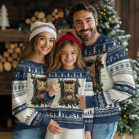 Xmas Cat Ugly Christmas Sweater Vintage Kitten Royal Victorian Holly Wreath - Wonder Print Shop