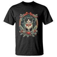 Christmas Cat T Shirt Vintage Kitten Royal Holly Victorian Wreath - Wonder Print Shop