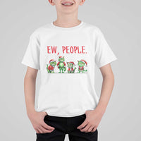 Funny Christmas Cat T Shirt For Kid Ew People Green Cat Santa - Wonder Print Shop