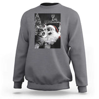 Funny Christmas Cat Selfie With Santa Sweatshirt - Wonder Print Shop