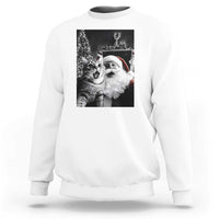 Funny Christmas Cat Selfie With Santa Sweatshirt - Wonder Print Shop