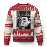 Funny Christmas Cat Selfie With Santa Ugly Christmas Sweater - Wonder Print Shop