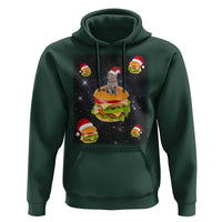Funny Christmas Cat Hoodie Santa Cat Hamburger Lover Galaxy Outer Space
