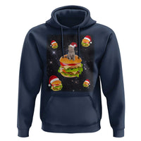 Funny Christmas Cat Hoodie Santa Cat Hamburger Lover Galaxy Outer Space