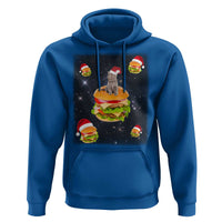 Funny Christmas Cat Hoodie Santa Cat Hamburger Lover Galaxy Outer Space
