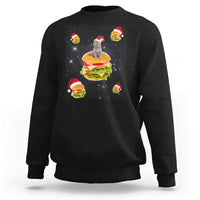 Funny Christmas Cat Sweatshirt Santa Cat Hamburger Lover Galaxy Outer Space - Wonder Print Shop