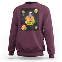 Funny Christmas Cat Sweatshirt Santa Cat Hamburger Lover Galaxy Outer Space - Wonder Print Shop