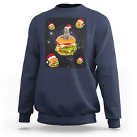 Funny Christmas Cat Sweatshirt Santa Cat Hamburger Lover Galaxy Outer Space - Wonder Print Shop