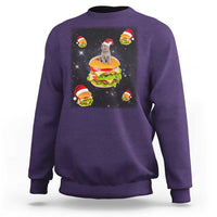 Funny Christmas Cat Sweatshirt Santa Cat Hamburger Lover Galaxy Outer Space - Wonder Print Shop