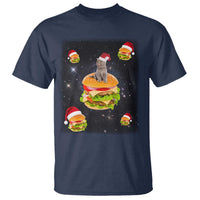Funny Christmas Cat T Shirt Santa Cat Hamburger Lover Galaxy Outer Space - Wonder Print Shop