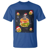 Funny Christmas Cat T Shirt Santa Cat Hamburger Lover Galaxy Outer Space - Wonder Print Shop