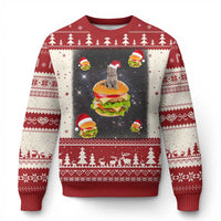 Funny Xmas Cat Ugly Christmas Sweater Santa Cat Hamburger Lover Galaxy Outer Space - Wonder Print Shop
