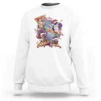 Funny Christmas Cat Sweatshirt Santa Cat Riding Pizza Galaxy Outer Space - Wonder Print Shop