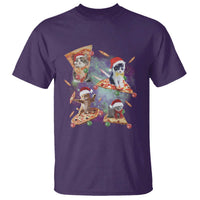 Funny Christmas Cat T Shirt Santa Cat Riding Pizza Galaxy Outer Space - Wonder Print Shop