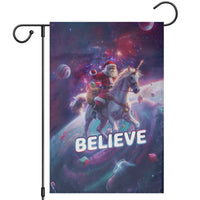 Funny Christmas Cat Garden Flag Santa Cat Riding Unicorn Galaxy Outer Space - Wonder Print Shop