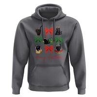Funny Christmas Black Cat Hoodie Meowy Christmas Cute Cats Coquette Bow