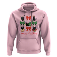 Funny Christmas Black Cat Hoodie Meowy Christmas Cute Cats Coquette Bow