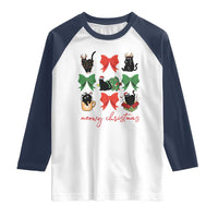 Funny Christmas Black Cat Raglan Shirt Meowy Christmas Cute Cats Coquette Bow