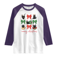 Funny Christmas Black Cat Raglan Shirt Meowy Christmas Cute Cats Coquette Bow