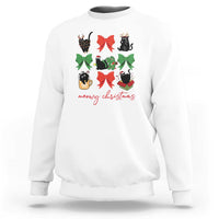 Funny Christmas Black Cat Sweatshirt Meowy Christmas Cute Cats Coquette Bow - Wonder Print Shop