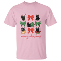 Funny Christmas Black Cat T Shirt Meowy Christmas Cute Cats Coquette Bow - Wonder Print Shop