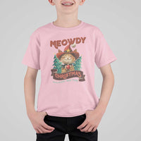 Christmas Cowboy Cat T Shirt For Kid Meowdy Christmas And Happy Mew Year - Wonder Print Shop