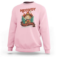 Christmas Cowboy Cat Sweatshirt Meowdy Christmas And Happy Mew Year - Wonder Print Shop