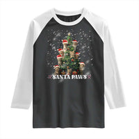 Christmas Cat Raglan Shirt Santa Paw And Claw Cats Xmas Tree