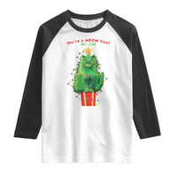 Funny Christmas Cat Raglan Shirt You Are A Meow One Mr. Cat Green Cat