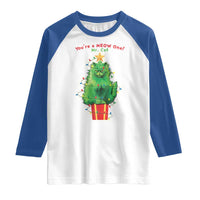 Funny Christmas Cat Raglan Shirt You Are A Meow One Mr. Cat Green Cat