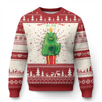 Funny Xmas Cat Ugly Christmas Sweater You Are A Meow One Mr. Cat Green Cat - Wonder Print Shop