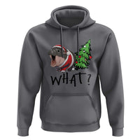 Funny Christmas Moo Deng Hoodie What Baby Hippo Pushing Christmas Tree