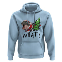 Funny Christmas Moo Deng Hoodie What Baby Hippo Pushing Christmas Tree