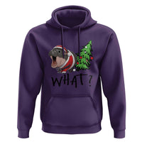 Funny Christmas Moo Deng Hoodie What Baby Hippo Pushing Christmas Tree