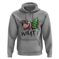 Funny Christmas Moo Deng Hoodie What Baby Hippo Pushing Christmas Tree