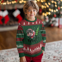 Funny Xmas Moo Deng Ugly Christmas Sweater What Baby Hippo Pushing Christmas Tree - Wonder Print Shop