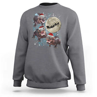 Funny Christmas Moo Deng Sweatshirt Baby Hippo Santa Sleigh Galaxy Outer Space - Wonder Print Shop
